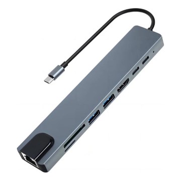 Aligator AHUB001 - USB-C koncentratorius 8 viename