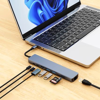 Aligator AHUB001 - USB-C koncentratorius 8 viename