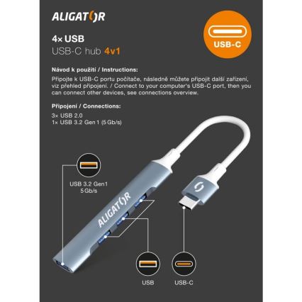 Aligator AHUB002 - USB-C hub 4 viename