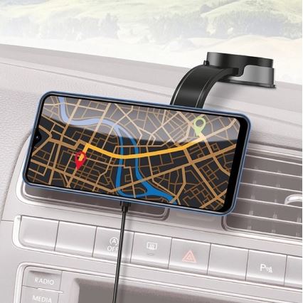 Aligator AMS07BK - Automobilinis telefono laikiklis su lanksčiu MagSafe laikikliu, juodas
