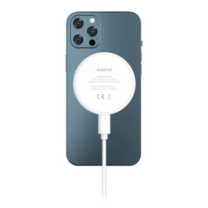 Aligator AMS08WT - Belaidis MagSafe 3 viename įkroviklis, 15W, baltas