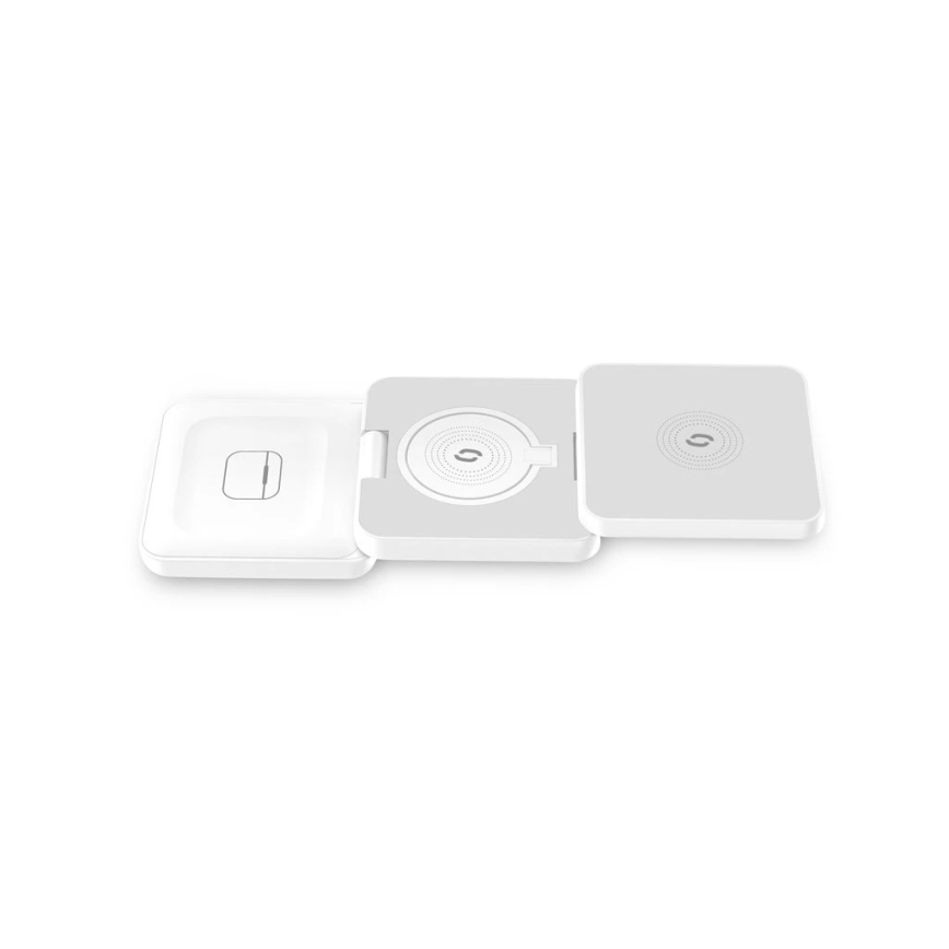Aligator AMS09WT - Belaidė MagSafe 3 viename įkrovimo stotelė 15W balta