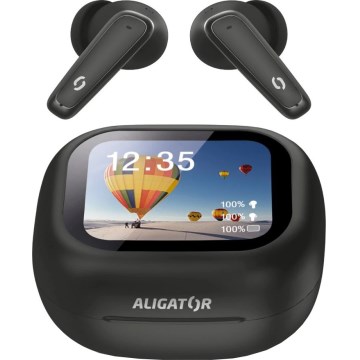 Aligator ATR10BK – belaidės ausinės su vertėju 2 viename Pods Translate, 470 mAh + 2×40 mAh, juodos