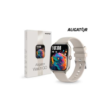 Aligator AW10SR - išmanusis laikrodis Watch GO 220 mAh IP67 kreminis
