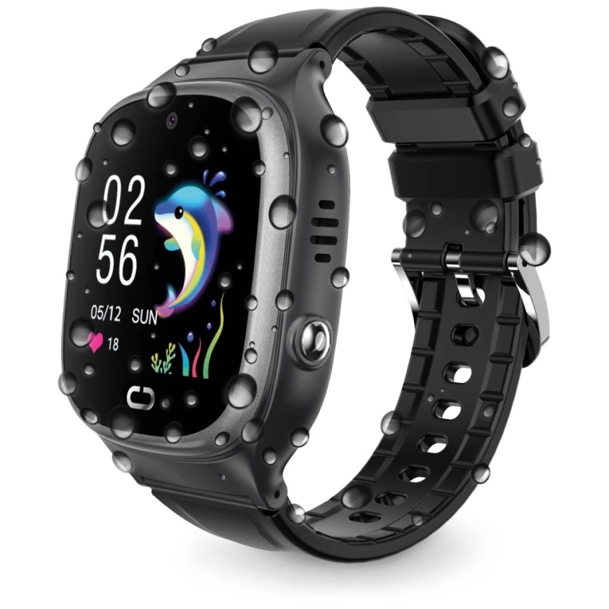 Aligator AW11BK - Išmanusis laikrodis Watch Junior 2, 450 mAh, IP67, Wi‑Fi, juoda