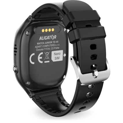 Aligator AW11BK - Išmanusis laikrodis Watch Junior 2, 450 mAh, IP67, Wi‑Fi, juoda