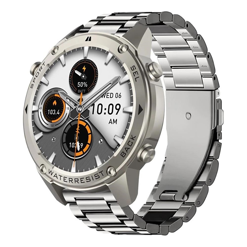 Aligator AW12SR - išmanusis laikrodis su GPS, galinga 500 mAh baterija, IP69K apsauga, sidabrinis