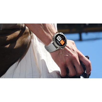 Aligator AW12SR - išmanusis laikrodis su GPS, galinga 500 mAh baterija, IP69K apsauga, sidabrinis