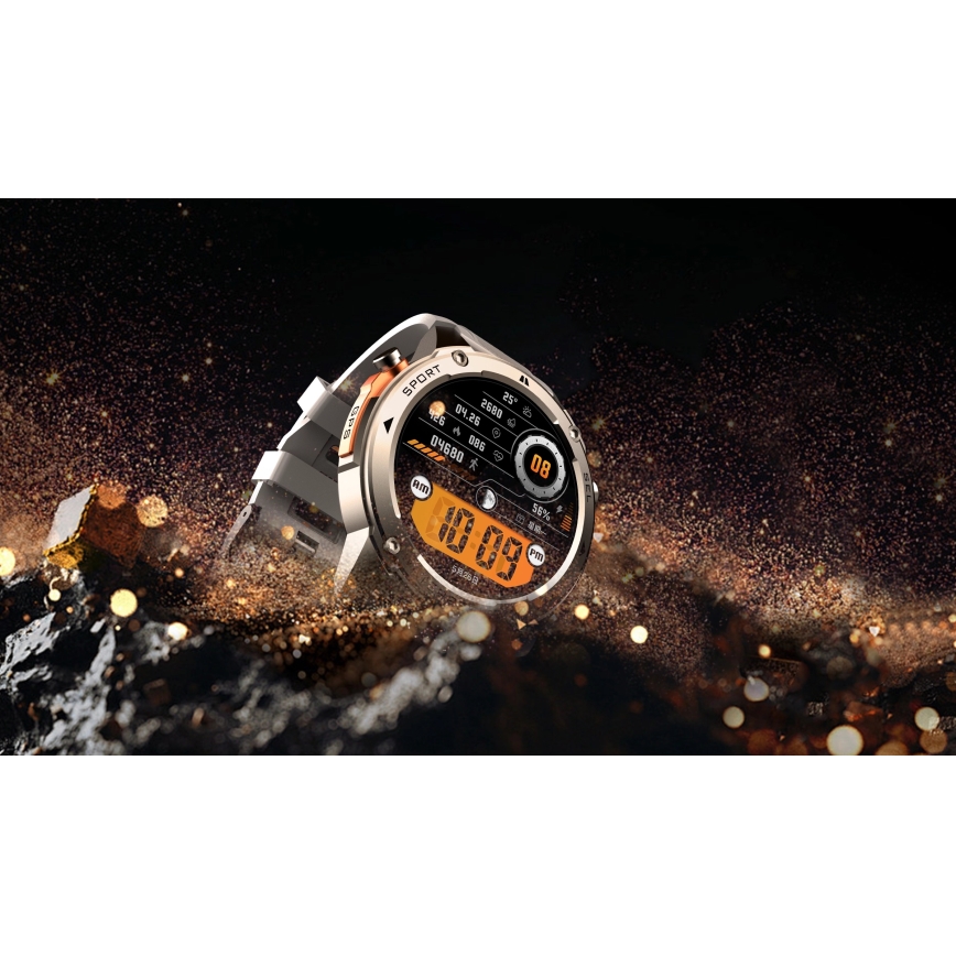 Aligator AW12SR - išmanusis laikrodis su GPS, galinga 500 mAh baterija, IP69K apsauga, sidabrinis