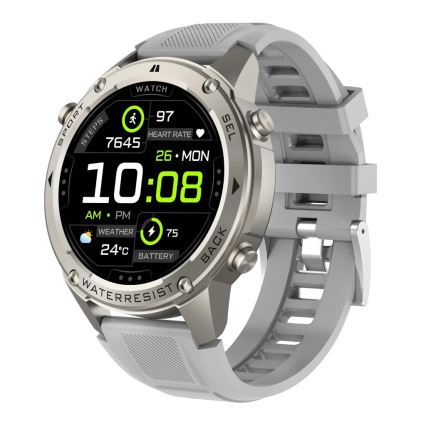 Aligator AW12SR - išmanusis laikrodis su GPS, galinga 500 mAh baterija, IP69K apsauga, sidabrinis