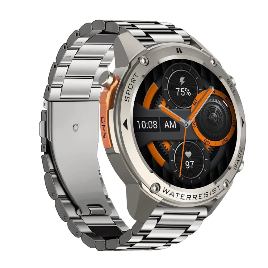 Aligator AW12SR - išmanusis laikrodis su GPS, galinga 500 mAh baterija, IP69K apsauga, sidabrinis