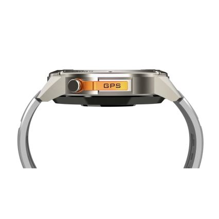 Aligator AW12SR - išmanusis laikrodis su GPS, galinga 500 mAh baterija, IP69K apsauga, sidabrinis