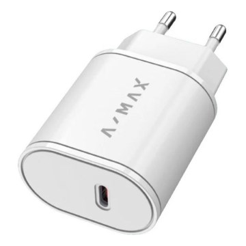 Aligator AX0001V - greito įkrovimo adapteris A-MAX Power Delivery 20 W USB-C, baltas