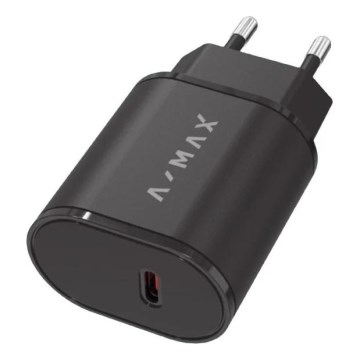Aligator AX0002V - Greito įkrovimo adapteris A-MAX Power Delivery 20W USB-C juodas