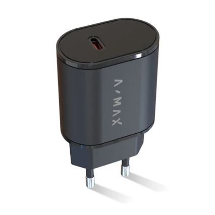 Aligator AX0002V - Greito įkrovimo adapteris A-MAX Power Delivery 20W USB-C juodas