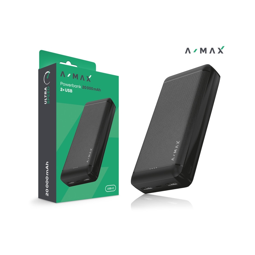 Aligator AX0004 - A-MAX išorinis akumuliatorius 20000 mAh 3,7 V, juodas