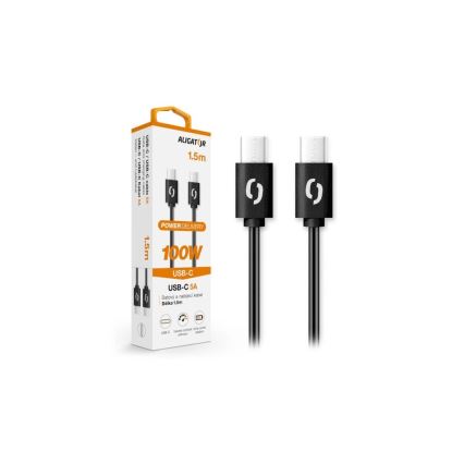 Aligator DATKP46 - USB-C į USB-C kabelis, 100 W Power Delivery, 1,5 m, juodas