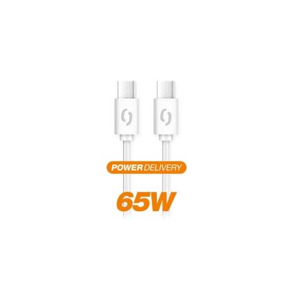 Aligator DATKP49 - USB kabelis USB-C / USB-C, 65 W Power Delivery (PD), 1,5 m, baltas