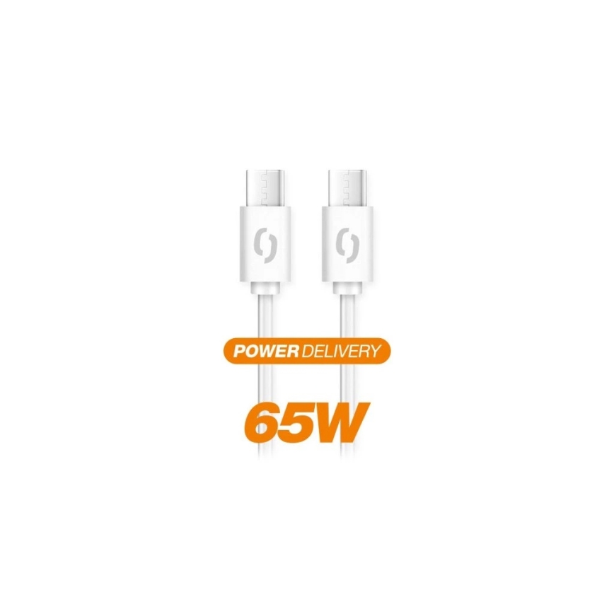 Aligator DATKP49 - USB kabelis USB-C / USB-C, 65 W Power Delivery (PD), 1,5 m, baltas