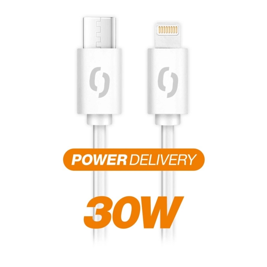 Aligator DATKP57 - USB kabelis USB-C / Lightning, 30 W Power Delivery (PD), 0,5 m, balta
