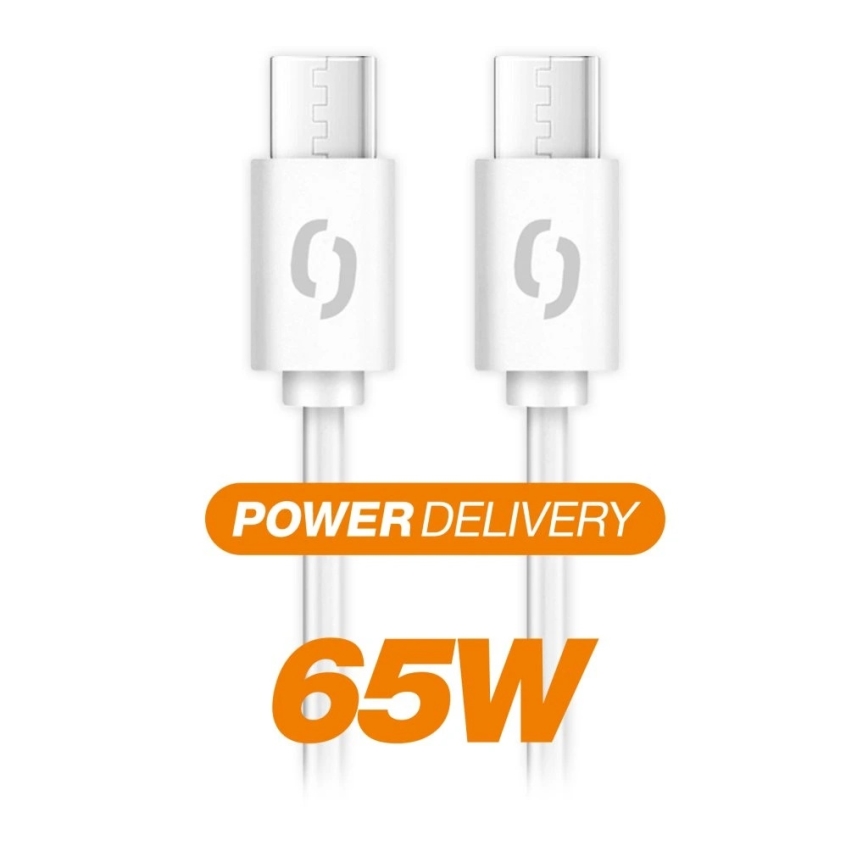 Aligator DATKP59 - USB-C į USB-C laidas, 65 W Power Delivery, 2,5 m, baltas