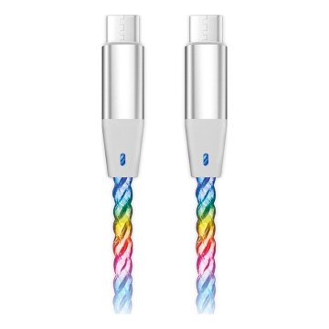 Aligator DATKP62 - USB laidas USB-C / USB-C su LED apšvietimu 65W Power Delivery 1,2 m