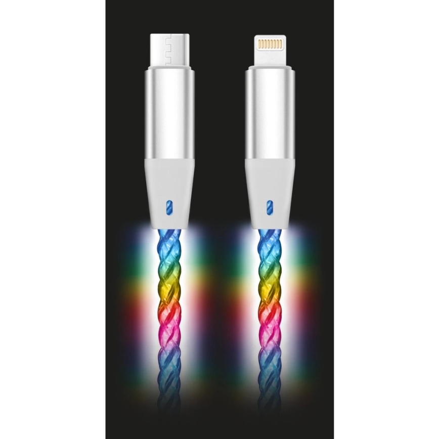 Aligator DATKP63 - USB laidas USB-C / Lightning su LED apšvietimu, 30 W Power Delivery (PD), 1,2 m