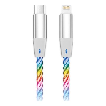 Aligator DATKP63 - USB laidas USB-C / Lightning su LED apšvietimu, 30 W Power Delivery (PD), 1,2 m