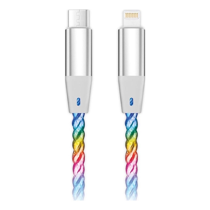 Aligator DATKP63 - USB laidas USB-C / Lightning su LED apšvietimu, 30 W Power Delivery (PD), 1,2 m