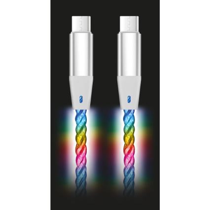 Aligator DATKP64 - USB-C į USB-C kabelis su LED apšvietimu, 65W Power Delivery, 0,5 m