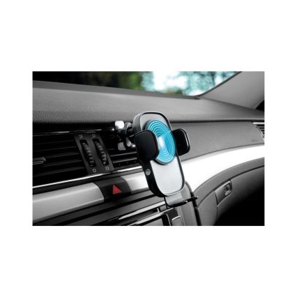 Aligator HAK2 - automatiškai užsidarantis automobilinis telefono laikiklis su 15 W Qi belaidžiu įkrovimu, juodas