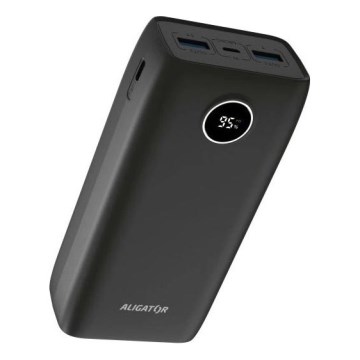 Aligator PBPD30BK - powerbankas su LCD ekranu, Power Delivery, 30000 mAh/20 W/3,7 V, juoda
