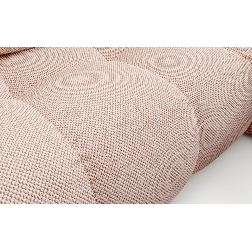 Išskleidžiama apmušta L formos kampinė sofa su daiktų laikymo vieta ALMADA, dešinė, rožinė