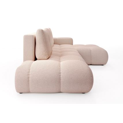 Išskleidžiama apmušta L formos kampinė sofa su daiktų laikymo vieta ALMADA, dešinė, rožinė