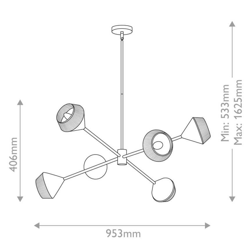 Alora Mood - Liustra ant strypo DAPHNE 6xE14/40W/230V juoda/ruda