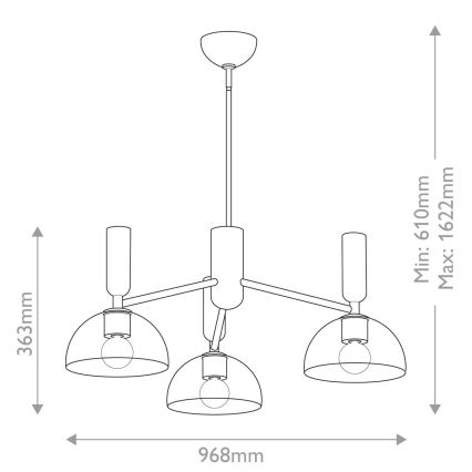 Alora Mood - Sietynas ant stulpo JUDE 3xE27/60W/230V diametras 96,8 cm žalvaris