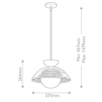 Alora Mood - pakabinamas šviestuvas ant stiebo PERTH 1xE27/60W/230V skersmuo 37,5 cm auksinis