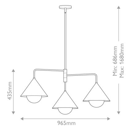 Alora Mood - Kabantis šviestuvas ant strypo REMYCK 3xE27/60W/230V, auksinis