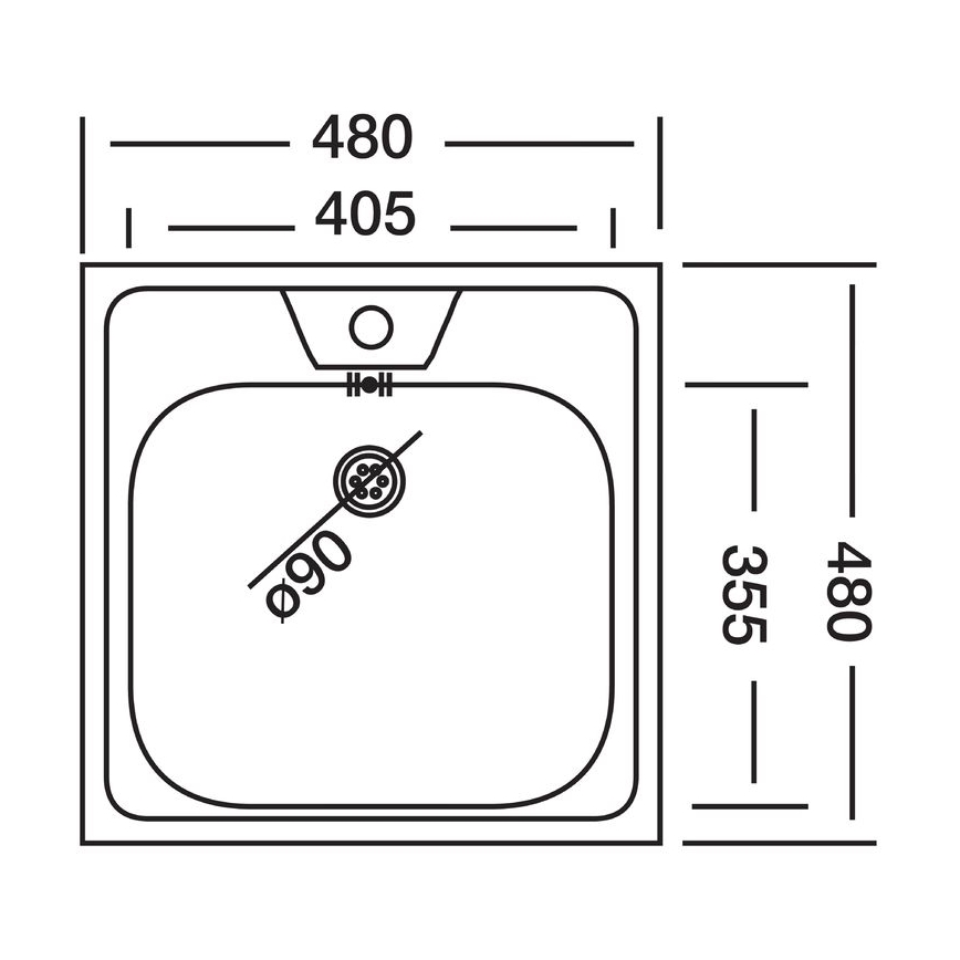 ALVEUS 1074634 - Virtuvės kriauklė ALLUX 48x48 cm, nerūdijančio plieno, satinuota