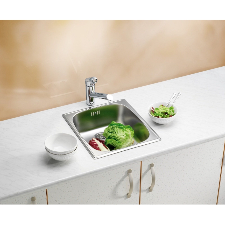 ALVEUS 1082195 - Virtuvės kriauklė BASIC 44x38 cm matinė plienas/satin, didelis išėjimas