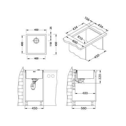 ALVEUS 1122689 - Virtuvės kriauklė QUADRIX 45x45 cm monarch varis