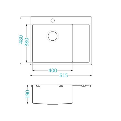 ALVEUS 1124383 - Virtuvės kriauklė QUARTO 61,5x48 cm satinas