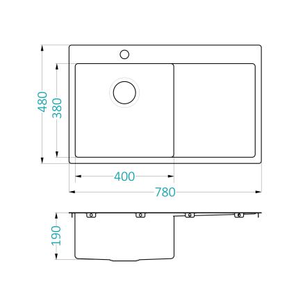 ALVEUS 1124384 - Virtuvės kriauklė QUARTO 78x48 cm satinas