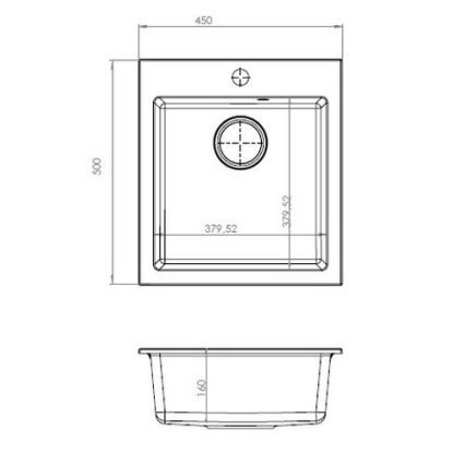 ALVEUS 1133431 - Virtuvės kriauklė CORTINA 50x45 cm granito/smėlio spalva