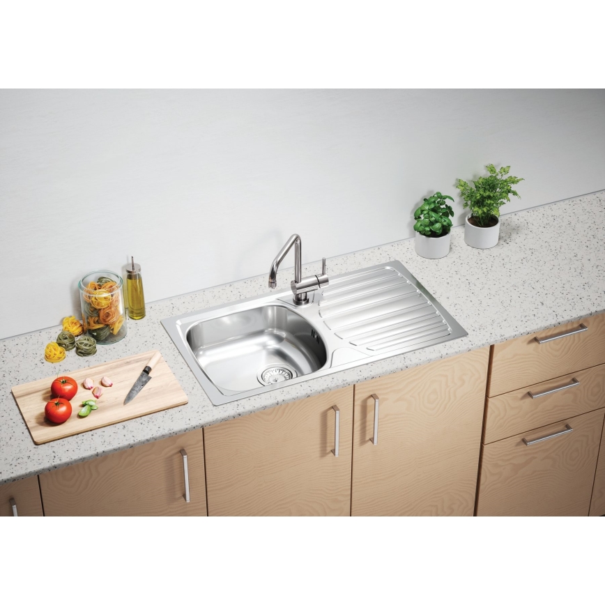 ALVEUS 1136539 - Virtuvės kriauklė BASIC 78x43,5 cm matinė plienas/satin, didelis išėjimas