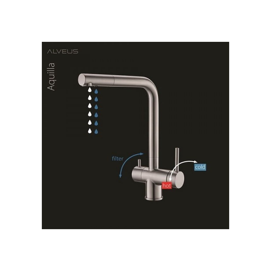 ALVEUS 1139807 - Kriauklės čiaupas AGUILA 33,3 cm granito/smėlio spalva