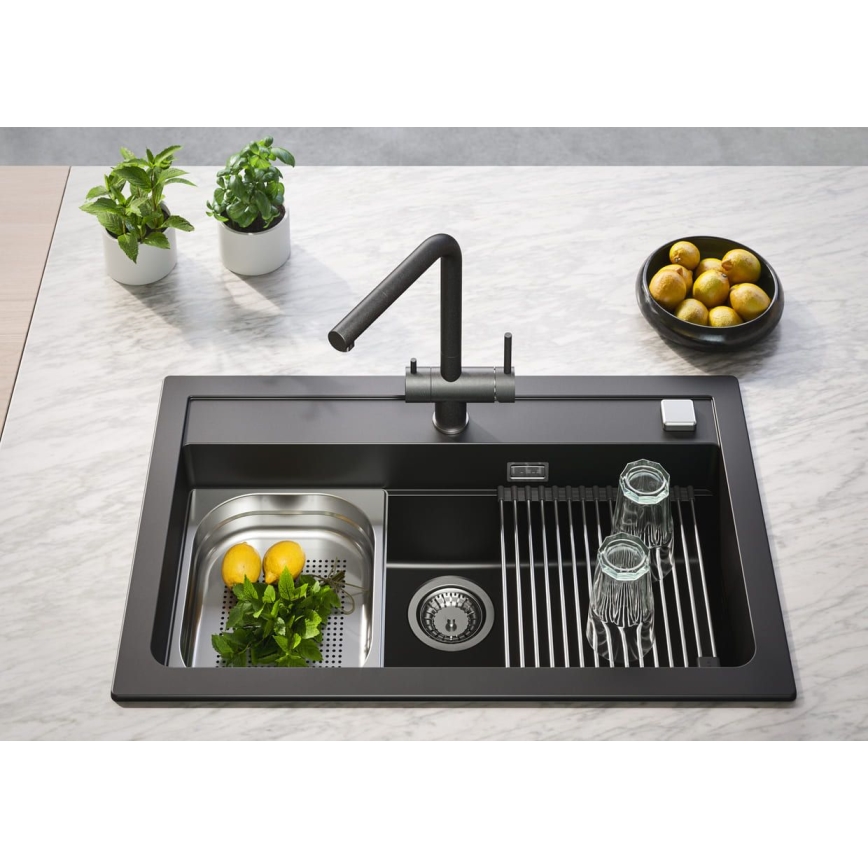 ALVEUS 1139808 - Kriauklės čiaupas AGUILA 33,3 cm granito/juoda