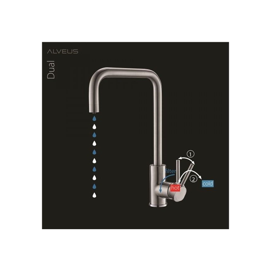 ALVEUS 1139812 - Kriauklės čiaupas DUAL 37 cm granito/juoda