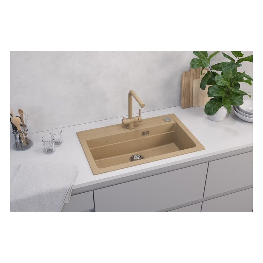 ALVEUS 1140445 - Virtuvės kriauklė ATROX 79x50 cm granito/smėlio spalva
