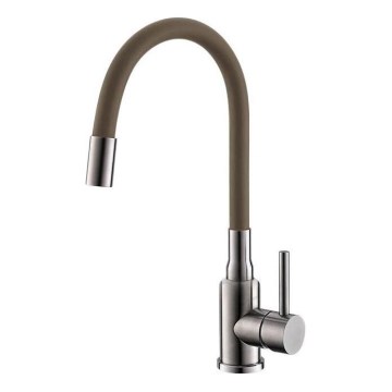 ALVEUS 1144428 - Kriauklės čiaupas su lanksčia rankena MINTAS 34 cm žalvaris/blizgus chromas/smėlio spalva